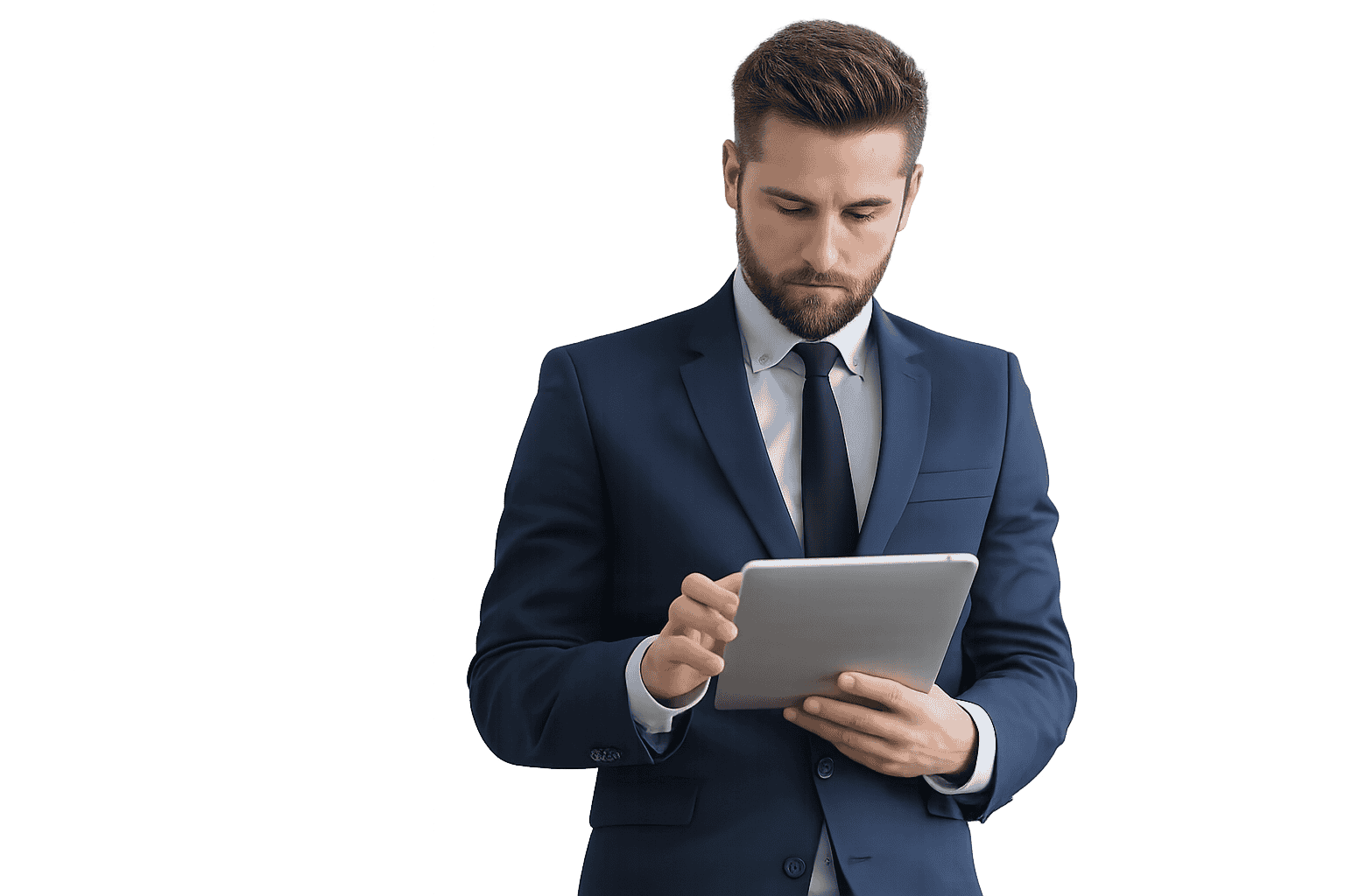 Trader reviewing his portfolio on a tablet